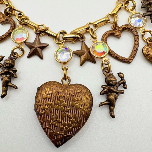 Vintage Sadie Green Victorian Revival Charm Necklace - Picture 3 of 8